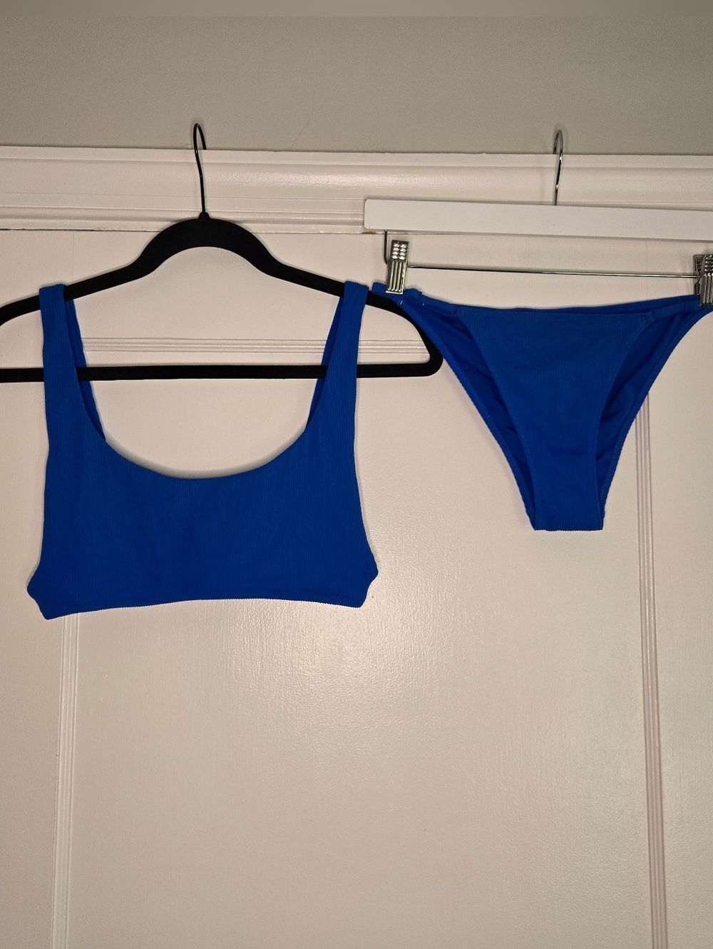 Aerie Ribbed Bikini Scoop Top & Cheeky Bottom - Women's S/M - Blue
